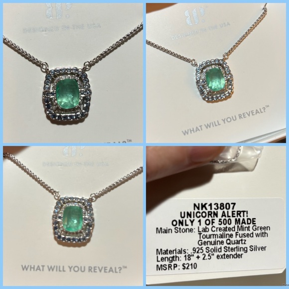 NIB 🦄 UNICORN ALERT MINT GREEN TOURMALINE QUARTZ IN STERLING SILVER BP NECKLACE! - Picture 1 of 1
